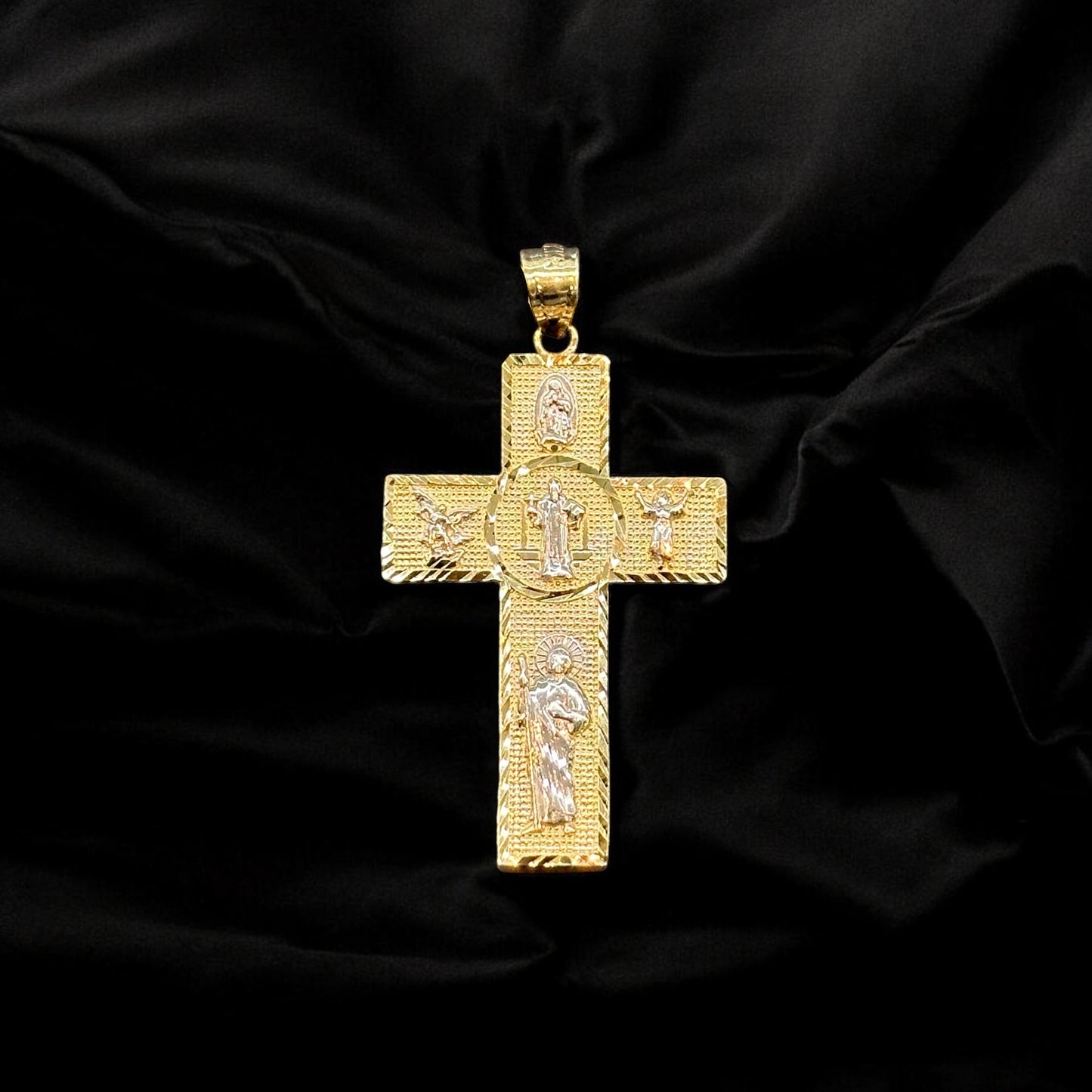 Saint Pattern Cross Pendant 14k Gold