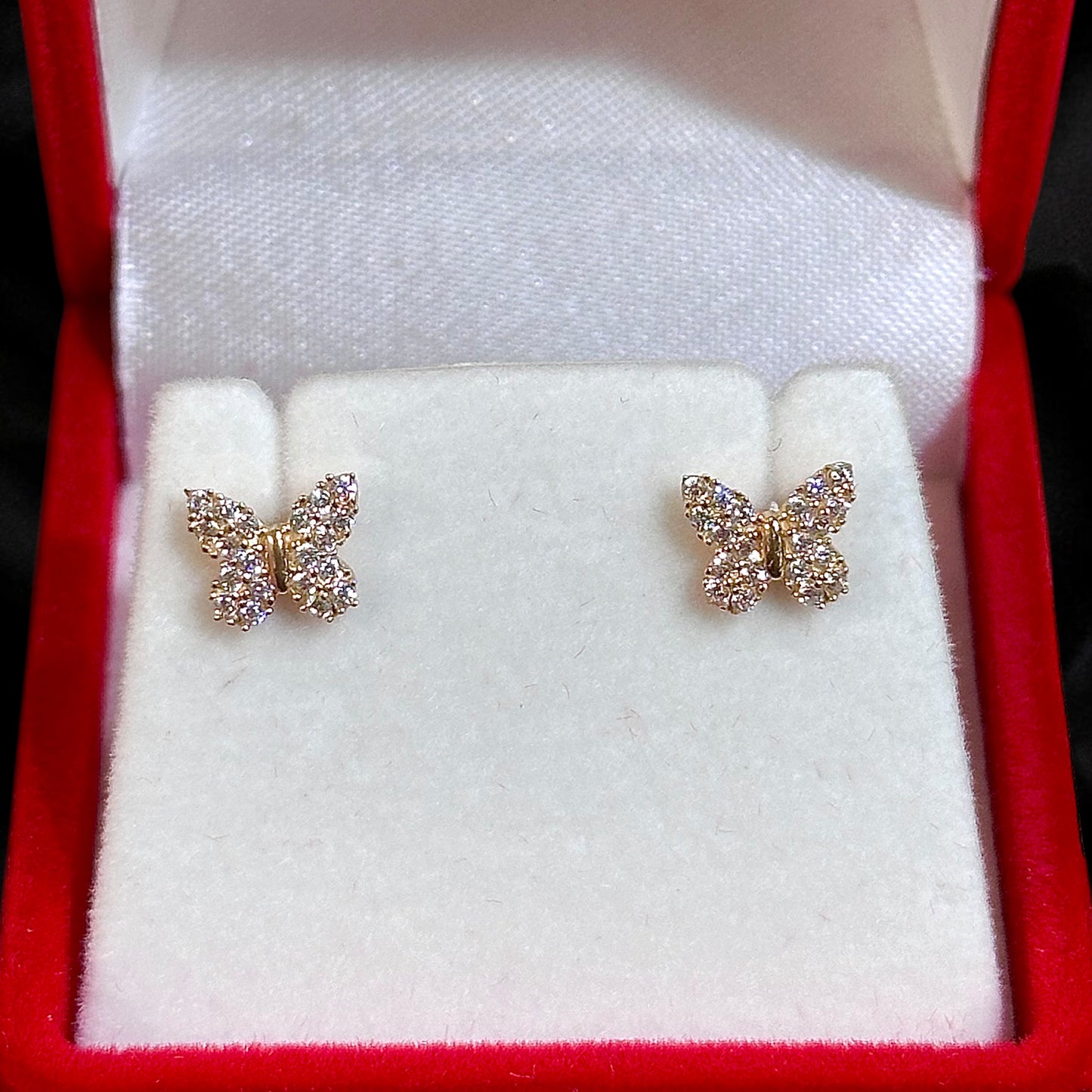 Butterfly Stone Set Earrings 14k Gold