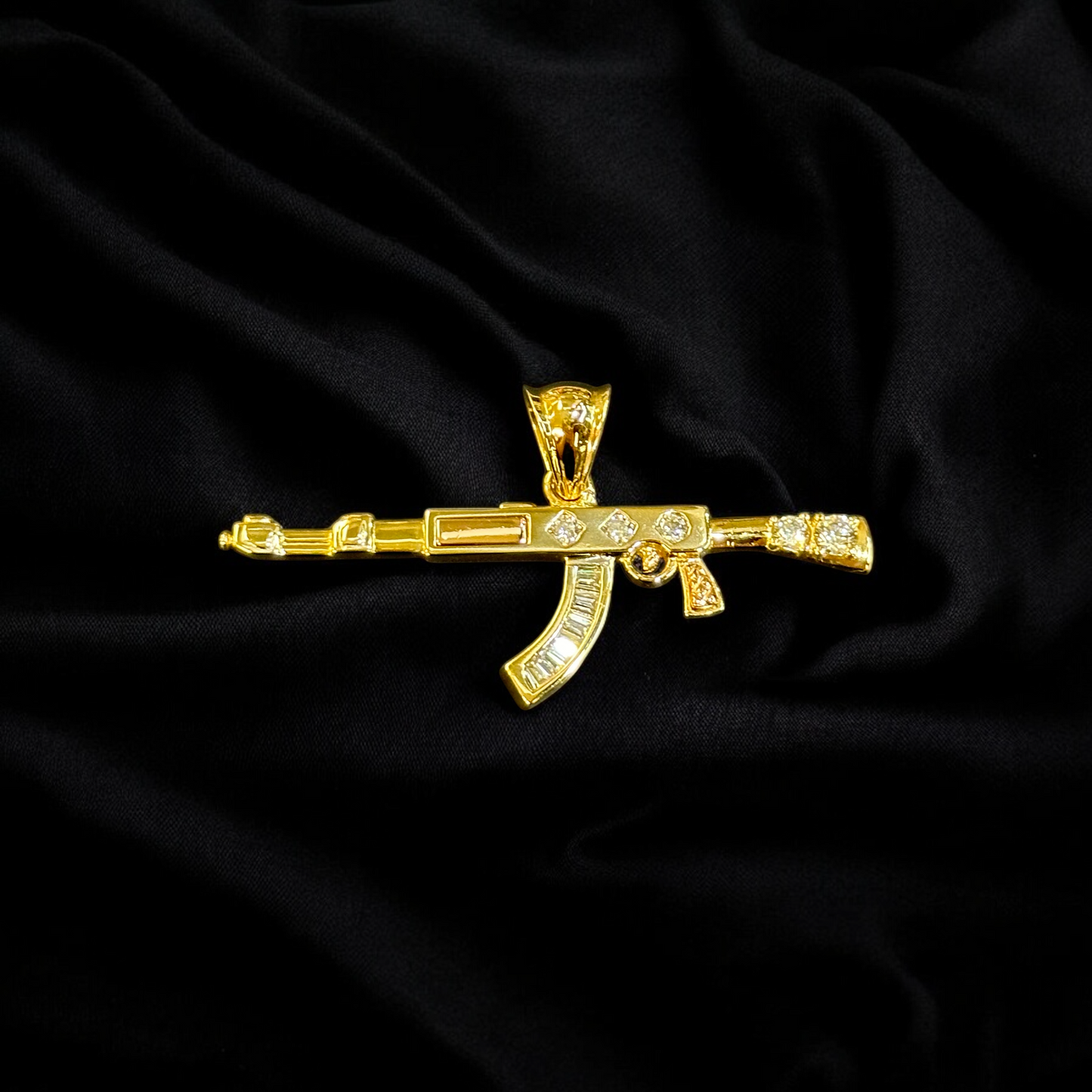 Embellished AK-45 Pendant 14k Gold