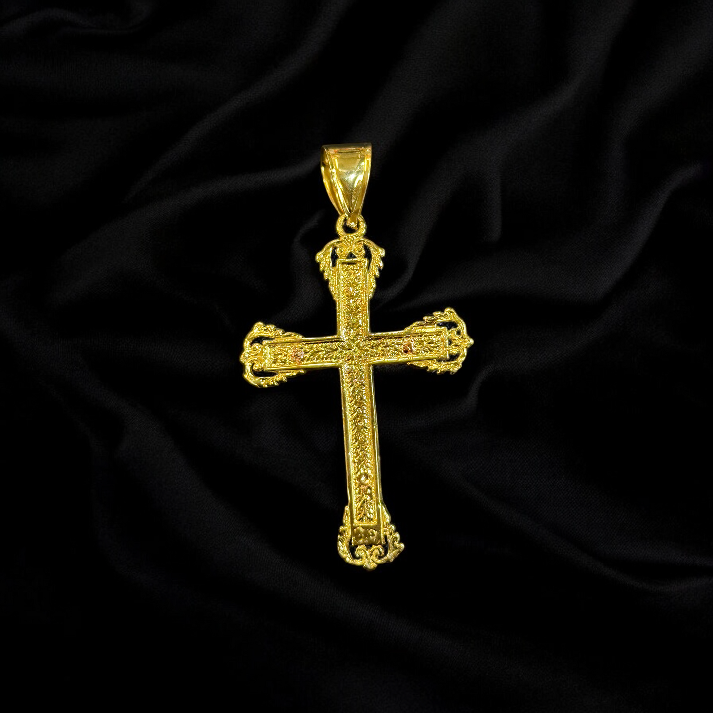 Jesus Cross Crucifix Pendant Yellow, & Rose Gold 14k