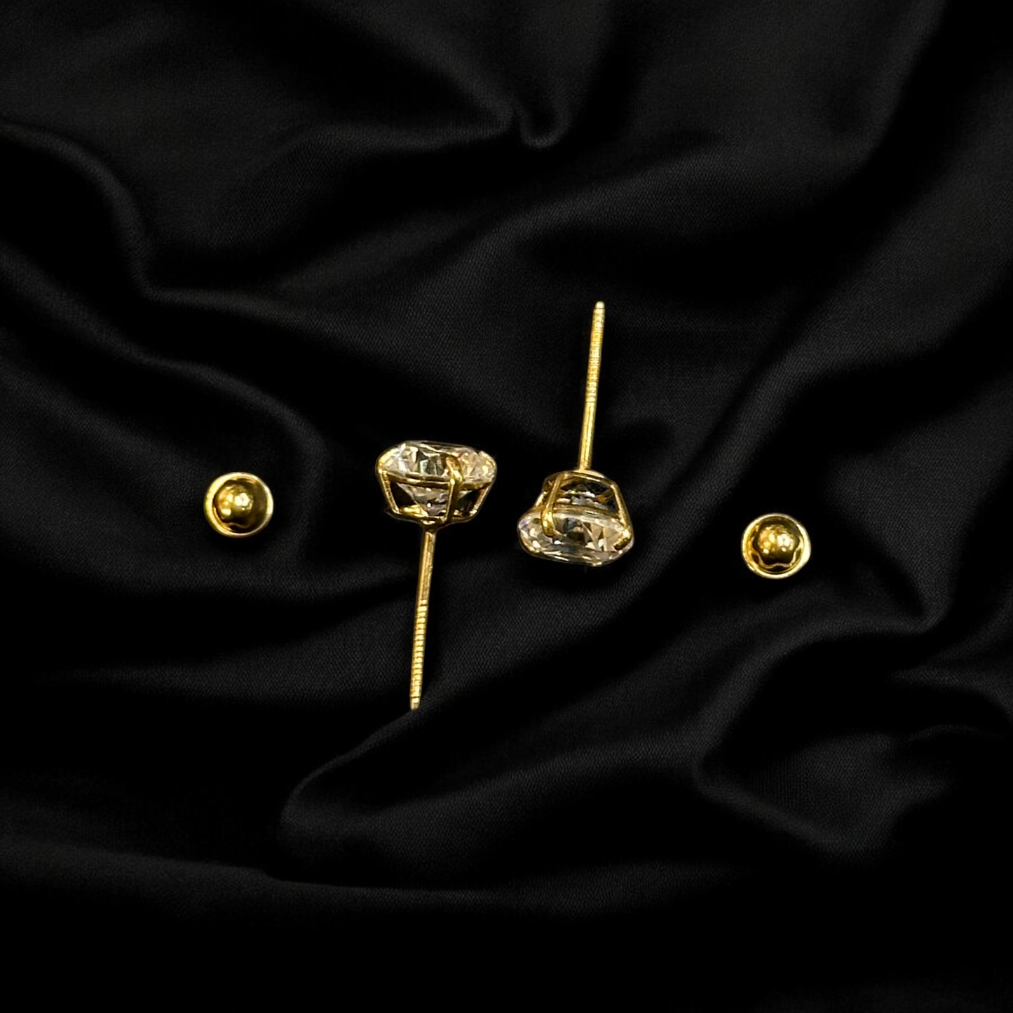 Medium Stone Stud Earrings 14k Gold