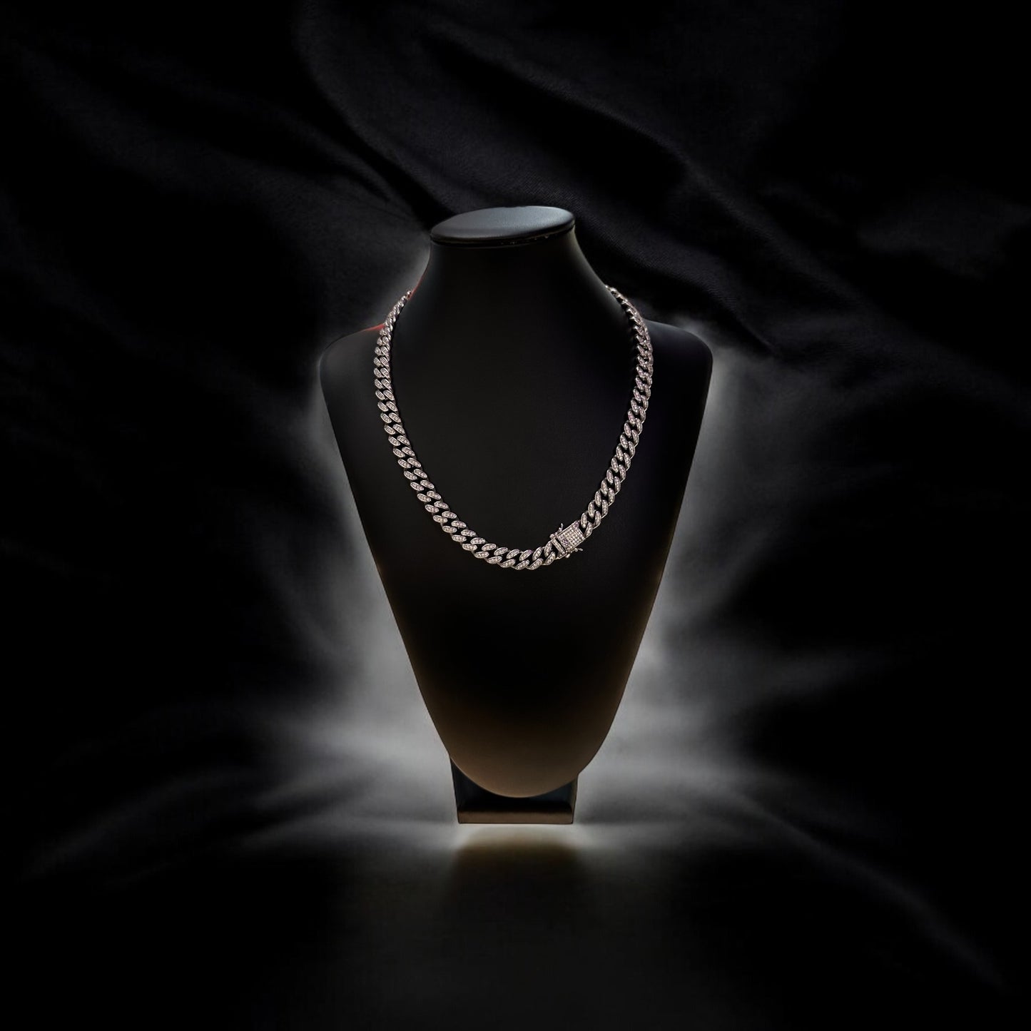 Miami Cuban Link Chain with Stones 925. Silver