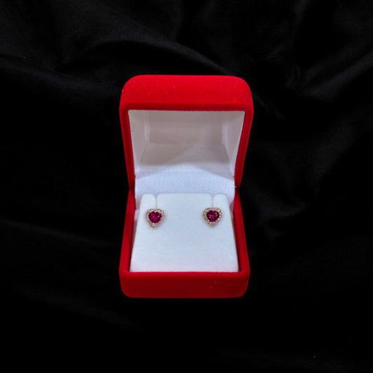 Red Heart Stone Earrings 14k Gold