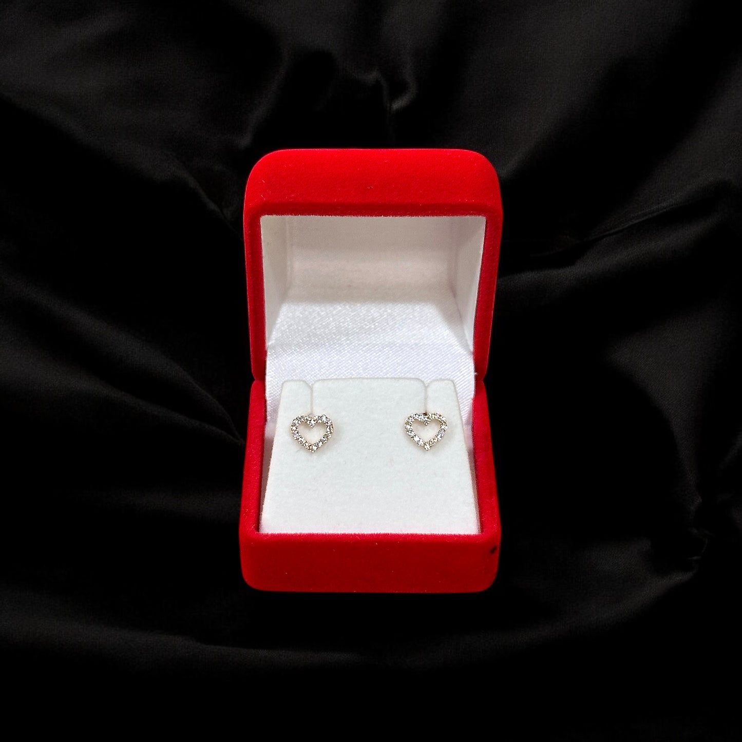 Heart Shaped Stone Set Earrings 14k Gold