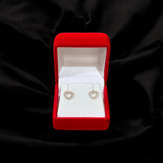 Heart Shaped Stone Set Earrings 14k Gold