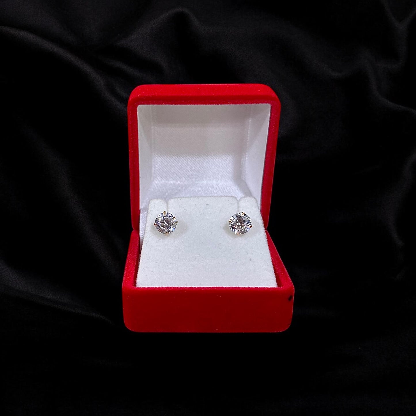 Medium Stone Stud Earrings 14k Gold