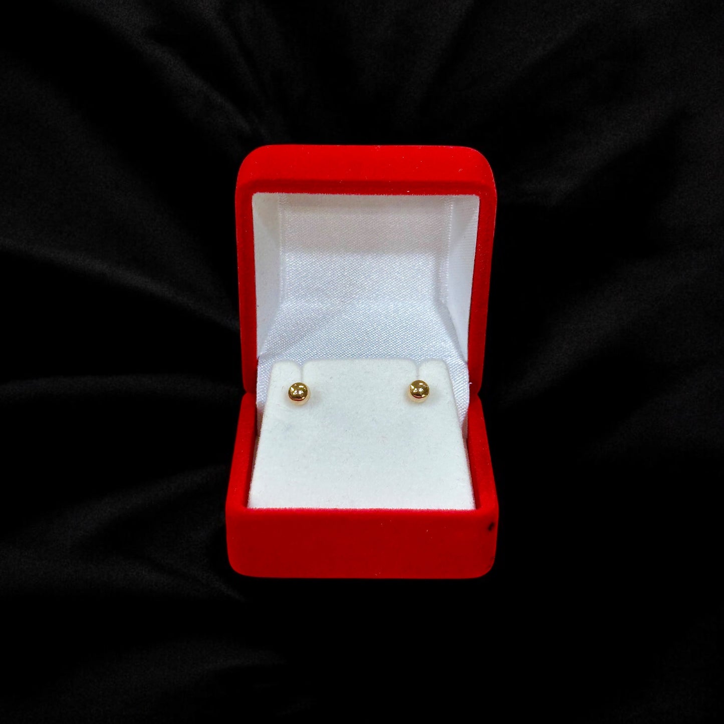 Small Polished Round Stud Ball Earrings 14k Gold
