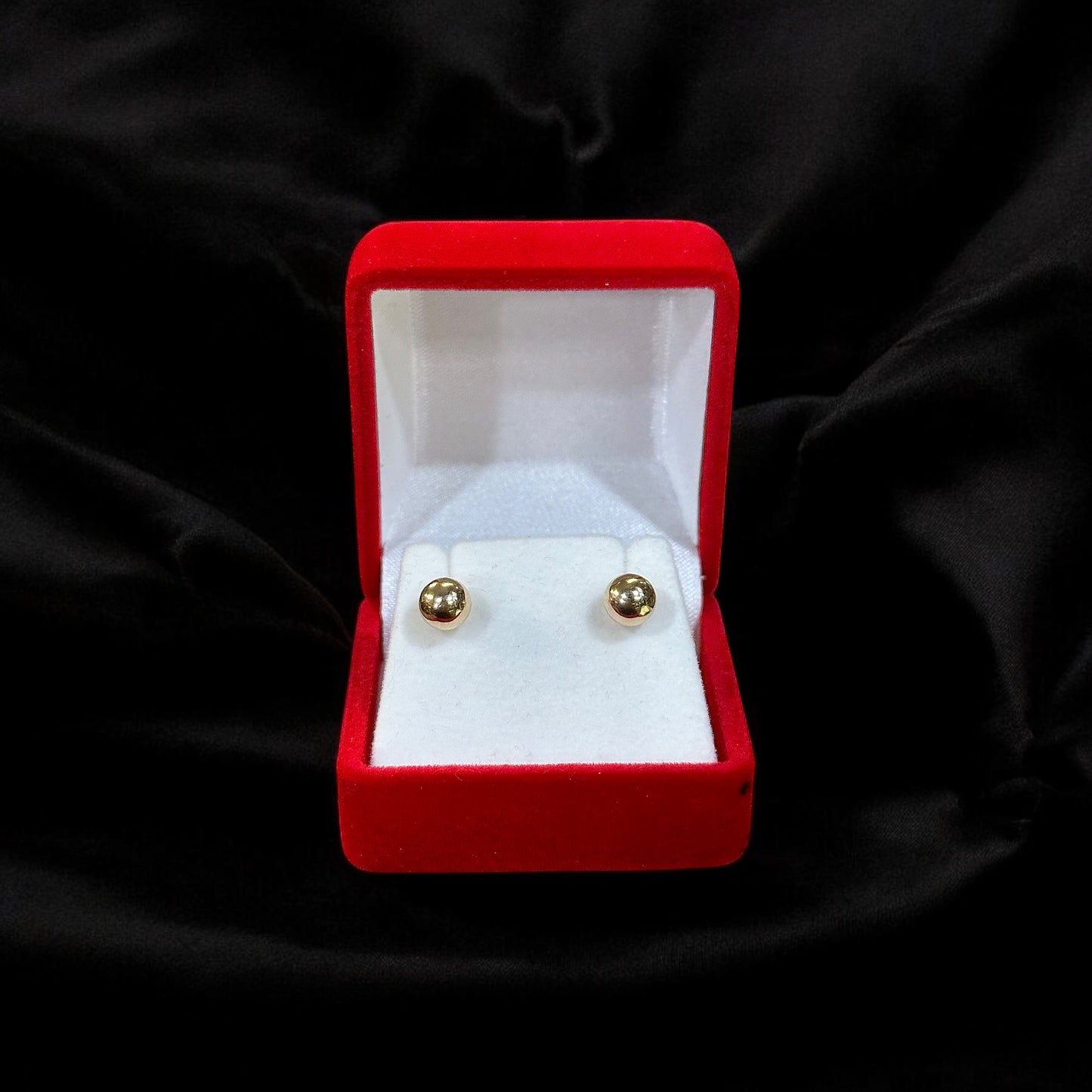 Large Hollow Polished Round Stud Ball Earrings 14k Gold
