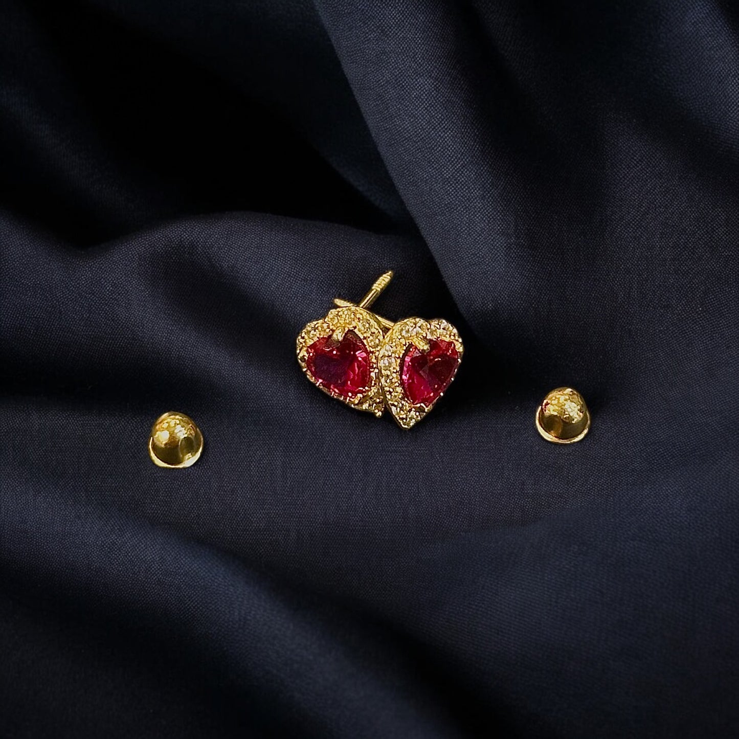 Red Heart Stone Earrings 14k Gold