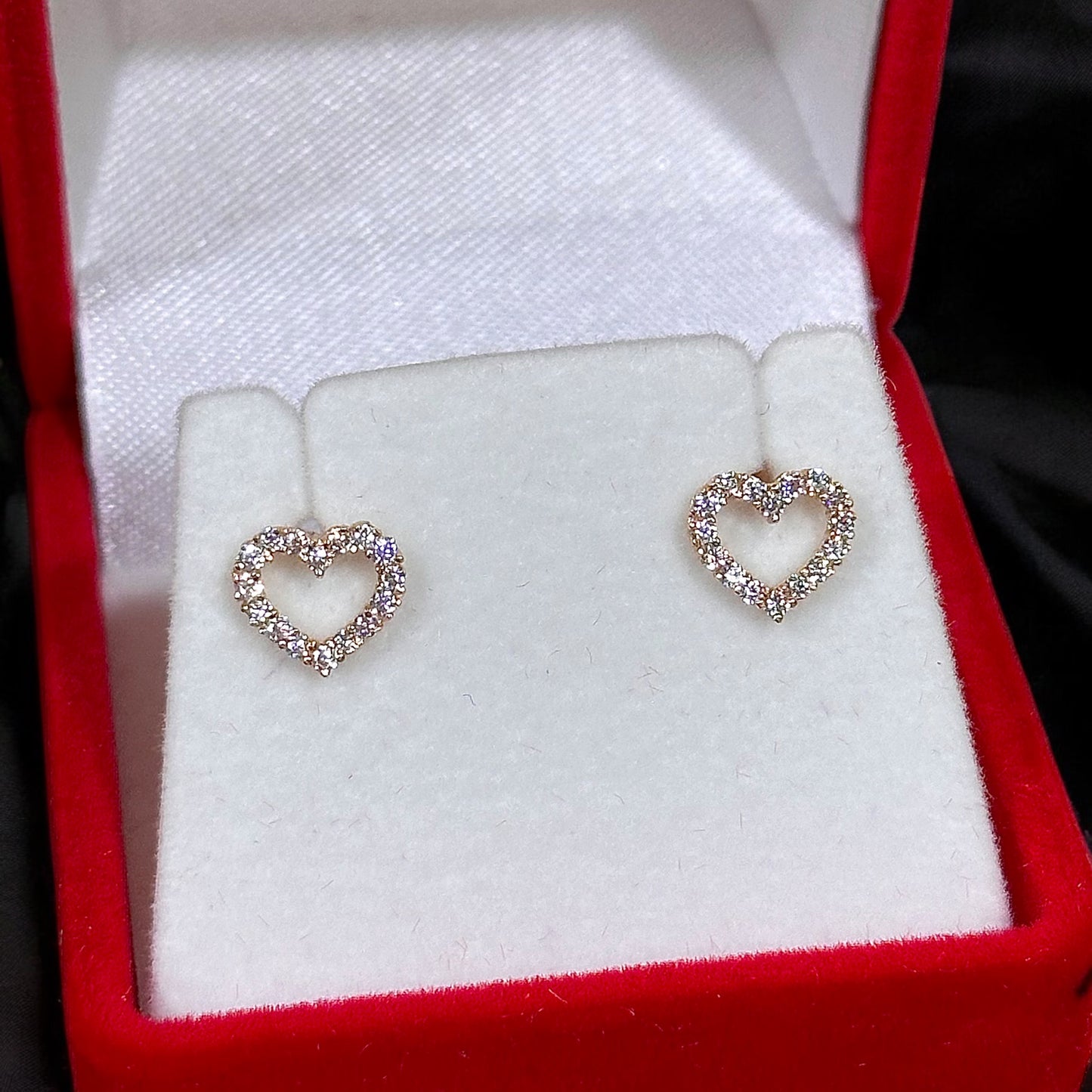 Heart Shaped Stone Set Earrings 14k Gold