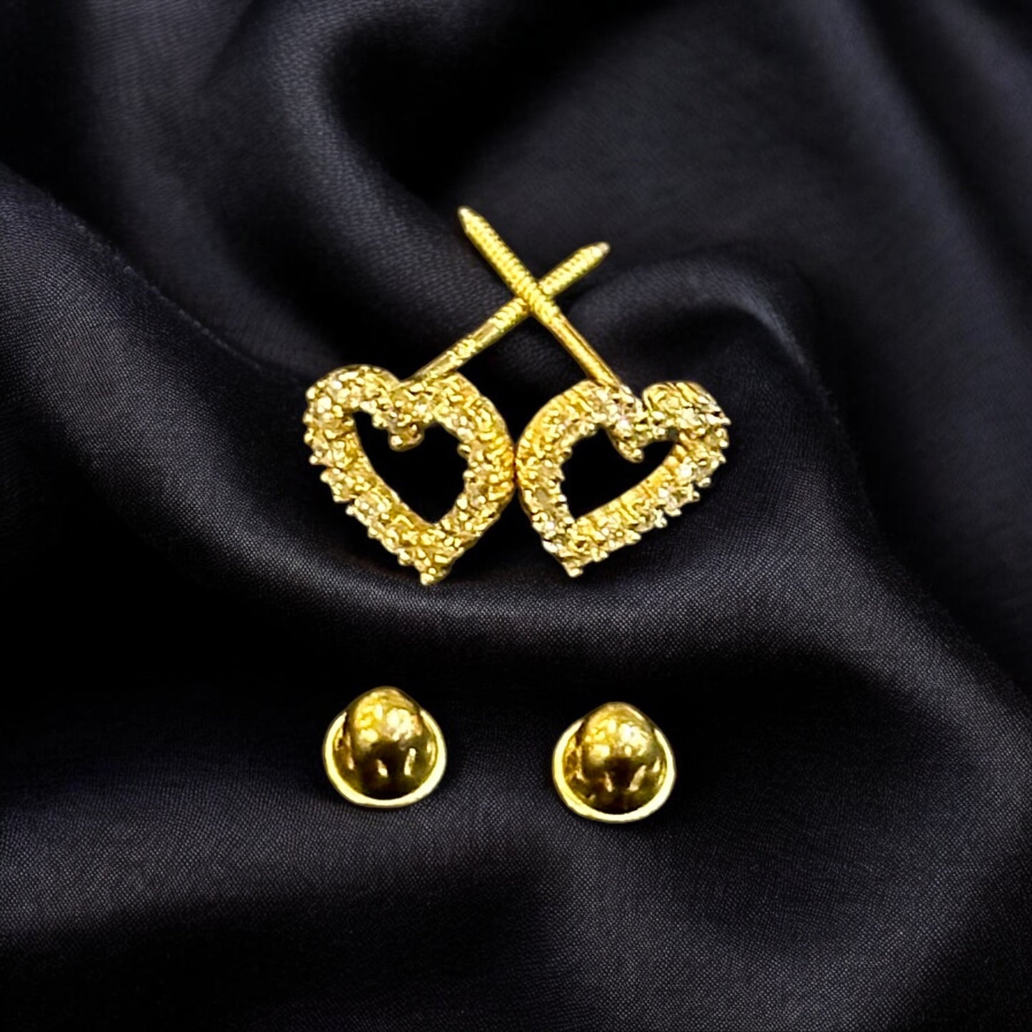 Heart Shaped Stone Set Earrings 14k Gold
