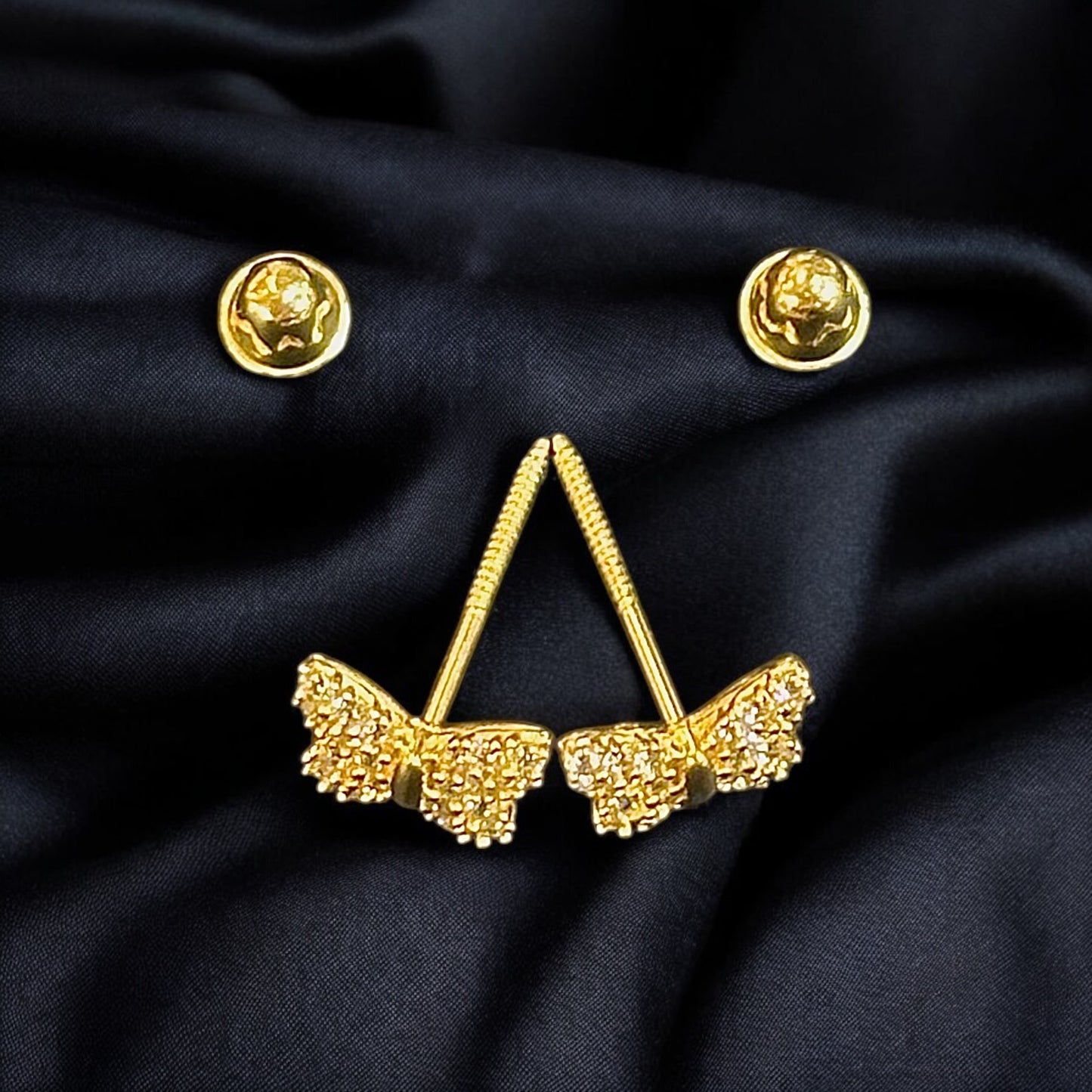Butterfly Stone Set Earrings 14k Gold