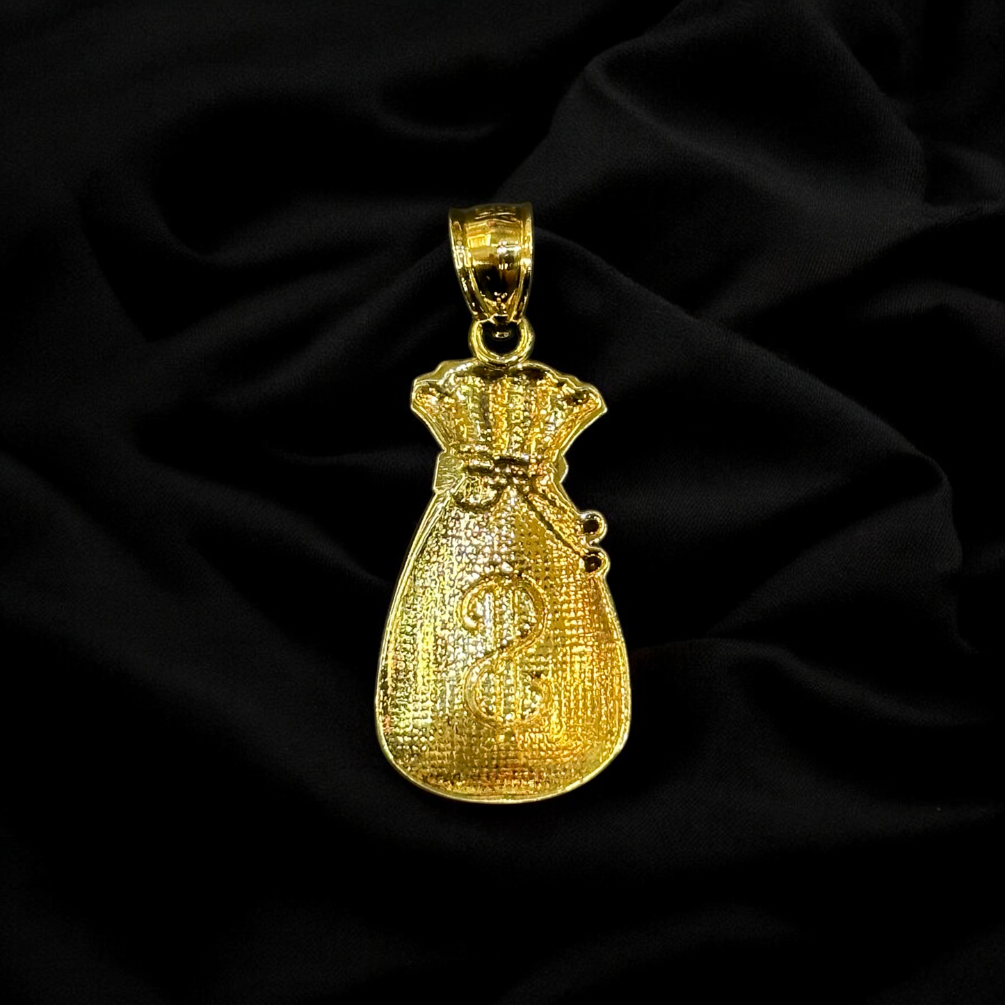 Diamond Cut Money Bag Pendant 10k Gold