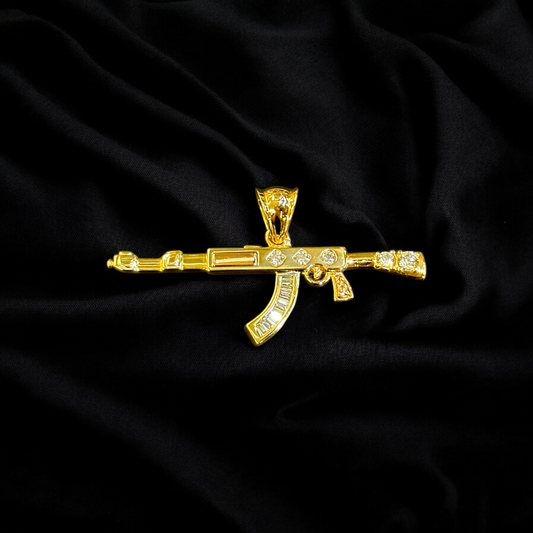 Embellished AK-45 Pendant 14k Gold