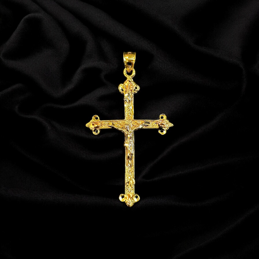 Diamond Cut Crucifix Pendant White, Yellow, & Rose Gold 14k