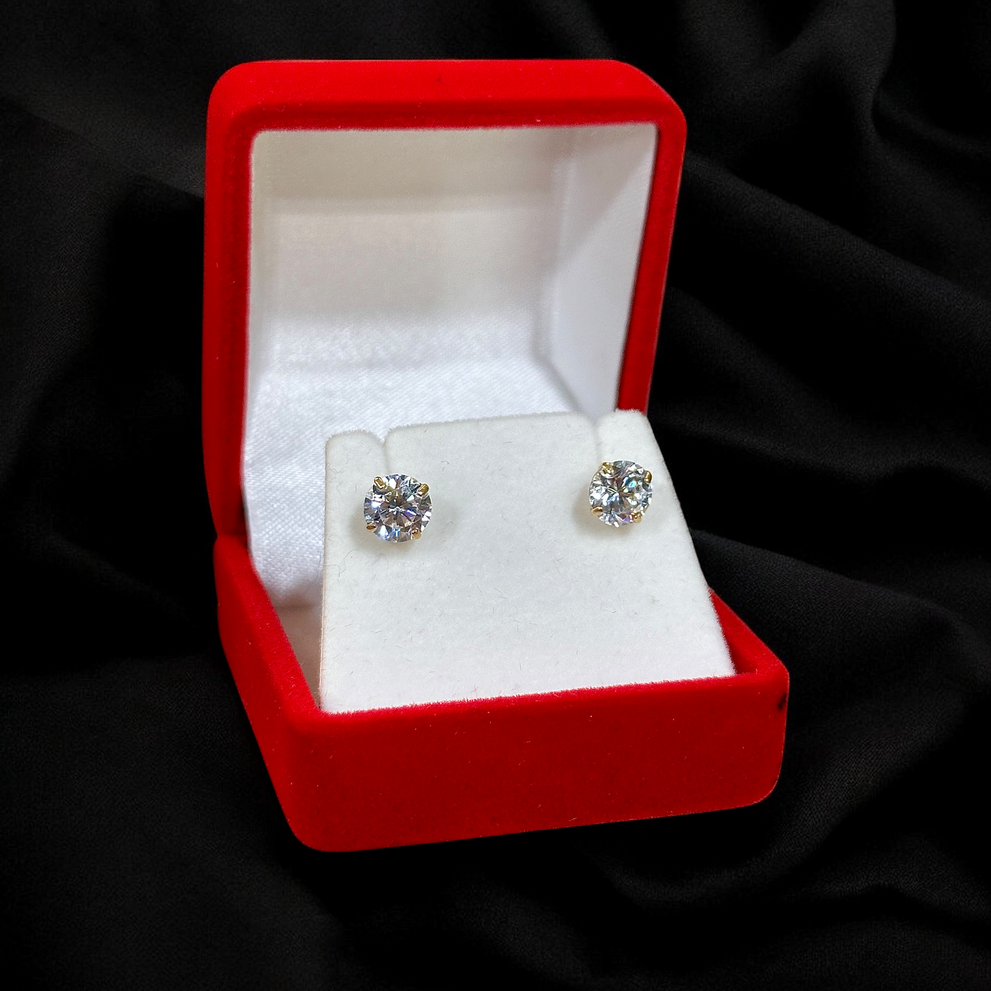 Medium Stone Stud Earrings 14k Gold