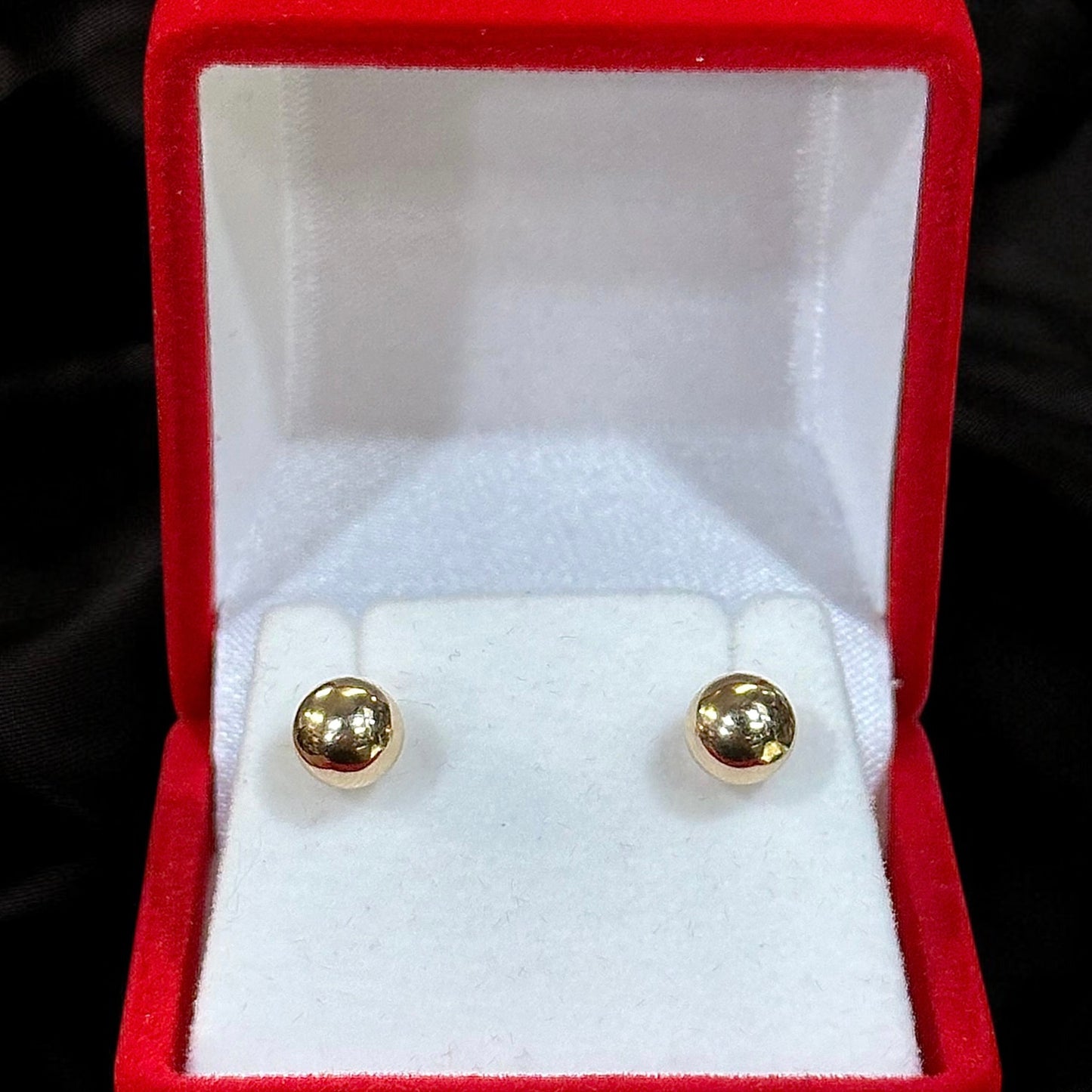 Large Hollow Polished Round Stud Ball Earrings 14k Gold